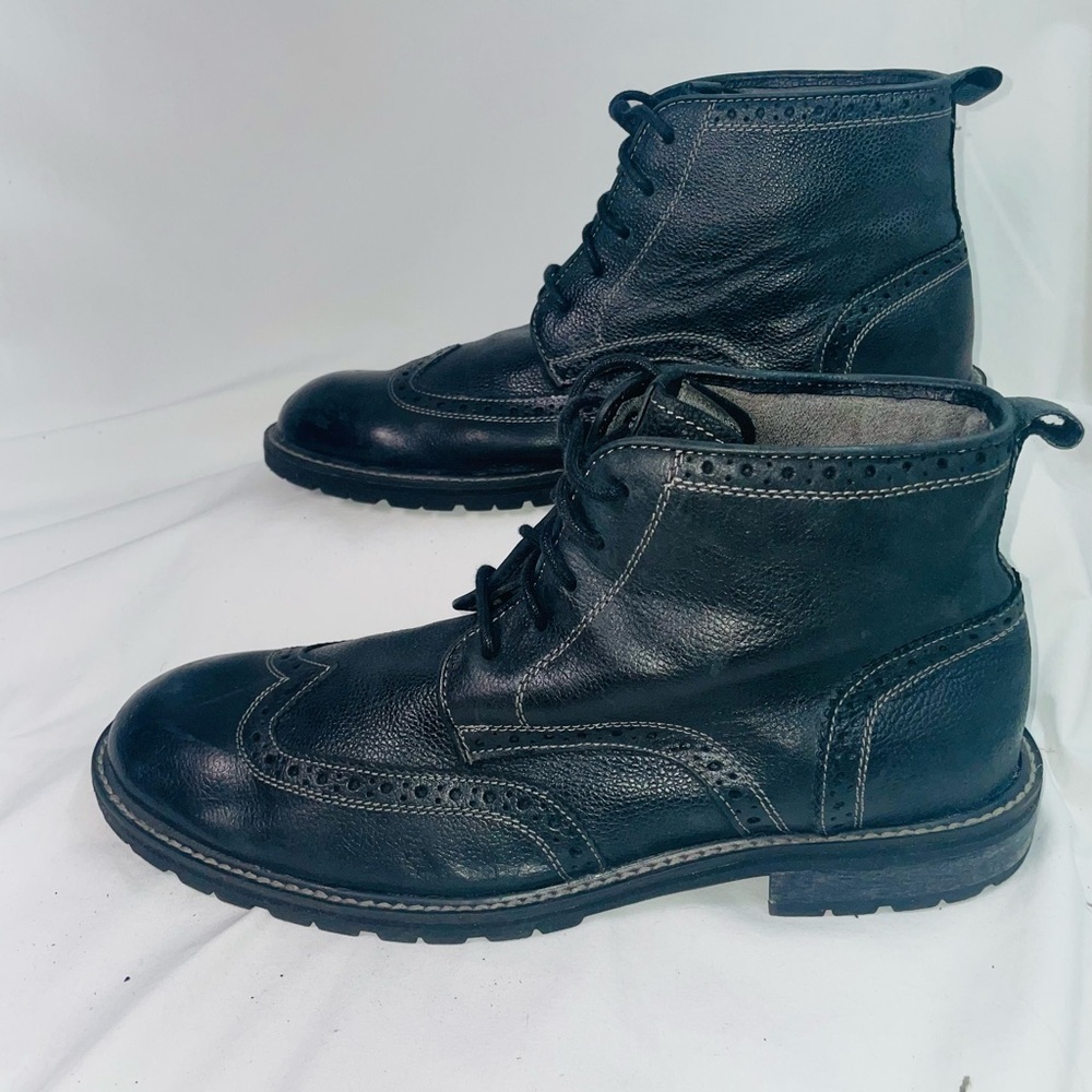 Men's Black Leather Brogue Boots